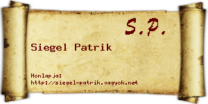 Siegel Patrik névjegykártya